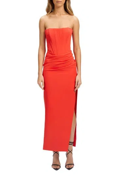 Bardot Saira Strapless Corset Maxi Dress In Orange