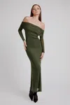 Bardot Saphia Mesh Maxi Dress In Khaki
