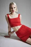 Bardot Sarita Crop Rib Tank In Deep Red