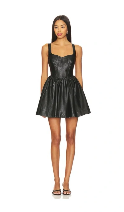 Bardot Savoy Faux Leather Mini Dress In Black