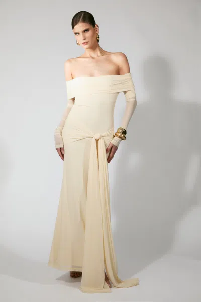 Bardot Selina Tie Front Mesh Dress In Neutral