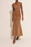 Bardot Sephera Halter Neck Mesh Midi Dress In Brown