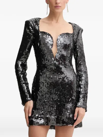 Bardot Sequin-embellished Mini Dress In Black