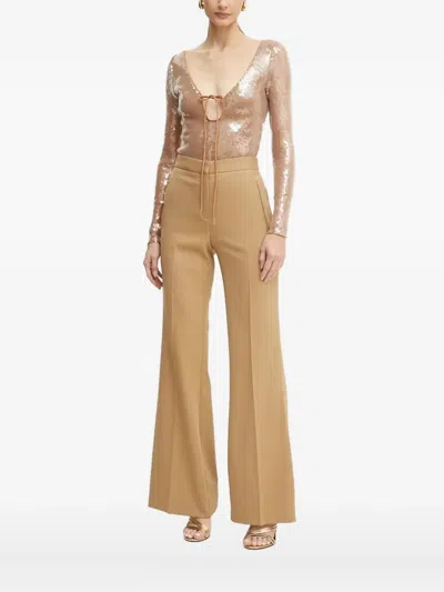 Bardot Sequin-embellished Tie-neck Body In Gold