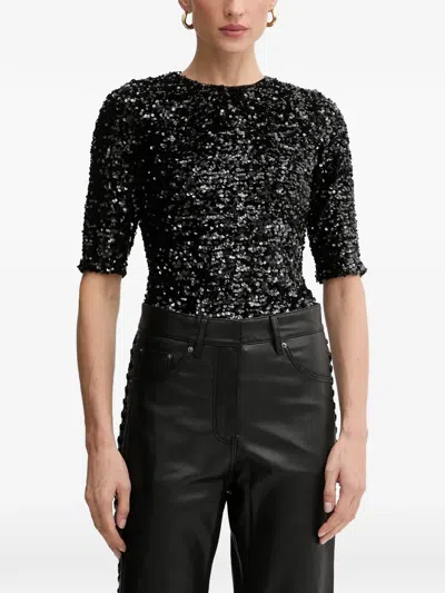 Bardot Sequin-embellished Top In Black