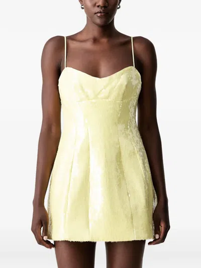Bardot Sequin-embellished Mini Dress In Yellow