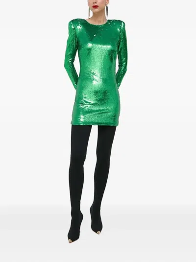 Bardot Sequinned Padded-shoulder Dress In Gold