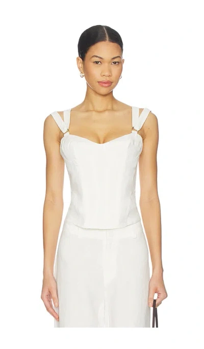 Bardot Serafina Linen Corset Top In White