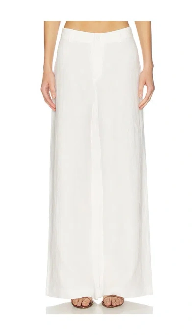 Bardot Serafina Linen Mid Rise Pant In White
