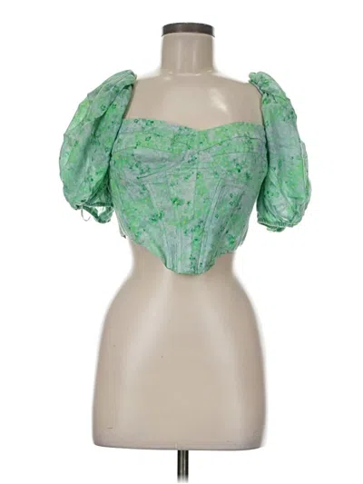 Pre-owned Bardot Short Sleeve Blouse In Green