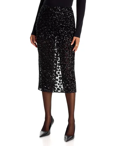 Bardot Sienna Sheer Sequin Midi Skirt In Black