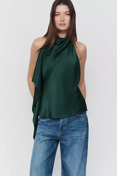 Bardot Sierra Satin Draped Top In Green