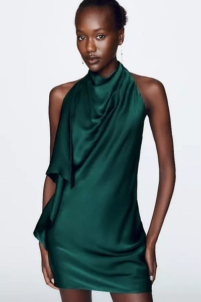 Bardot Sierra Satin Mini Dress In Green