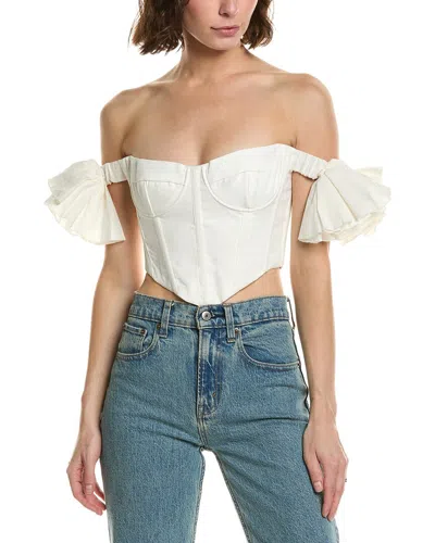 Bardot Sigma Linen Corset Top In White