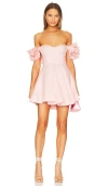 Bardot Sigma Linen Off-the-shoulder Mini Dress In Soft Pink