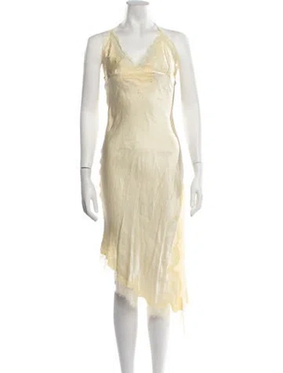 Pre-owned Bardot Silk Lace Pattern Nightgown In Yellow