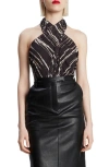 Bardot Silvie Stripe Halter Bodysuit In Black
