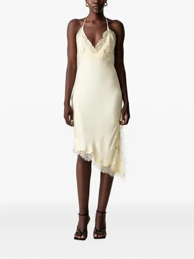 Bardot Silvio Lace-trim Asymmetric Mini Dress In Yellow