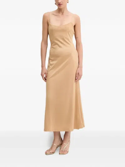 Bardot Slip Midi Dress In Neutral