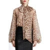 Bardot Solace Leopard Print Tie Front Shirt In B Leopard