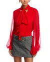 Bardot Solace Tie Front Blouse In Red