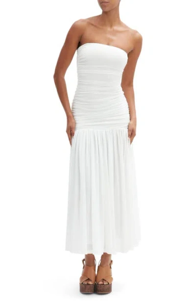 Bardot Solana Drop Waist Mesh Maxi Dress In White