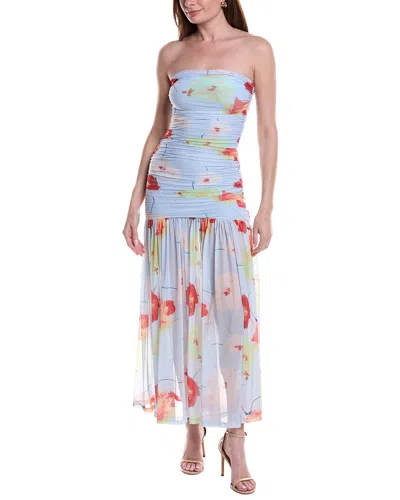 Bardot Solana Printed Mesh Maxi Dress In Blue
