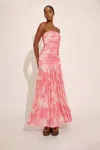 Bardot Solana Blurred Floral Drop Waist Mesh Maxi Dress In Pink Flora