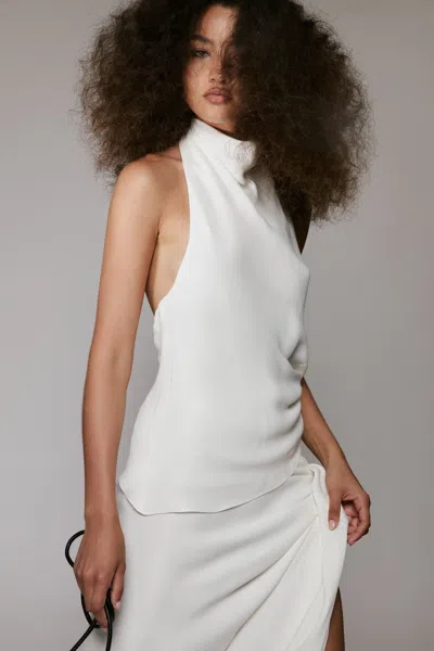 Bardot Solene High Cowl Neck Top In White