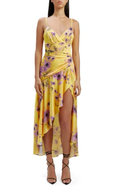 Bardot Sorella Floral High-low Cocktail Dress In Yellow Floral