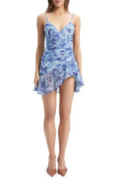 Bardot Sorella Ramie Minidress In Blue Floral