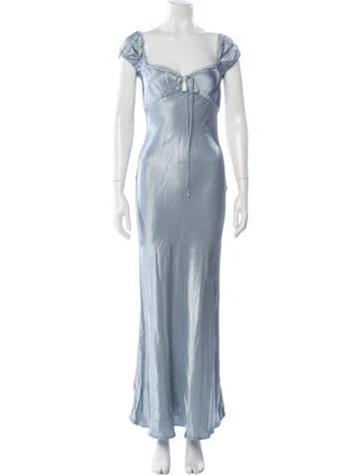 Pre-owned Bardot Square Neckline Long Dress W/ Tags In Blue