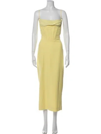 Pre-owned Bardot Square Neckline Midi Length Dress In Multi