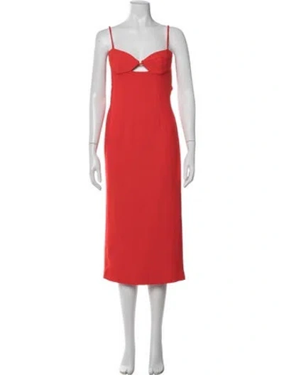 Pre-owned Bardot Square Neckline Midi Length Dress W/ Tags In Orange