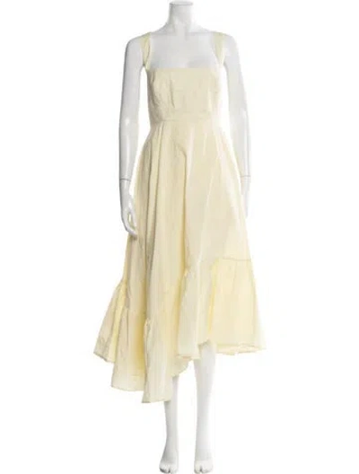 Pre-owned Bardot Square Neckline Midi Length Dress In Yellow