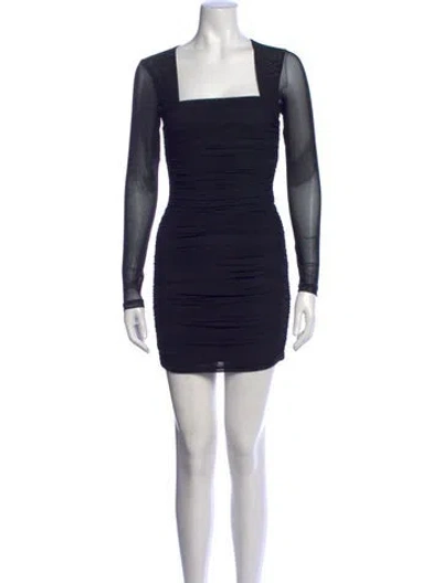 Pre-owned Bardot Square Neckline Mini Dress In Blue
