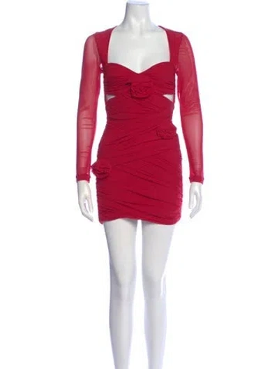 Pre-owned Bardot Square Neckline Mini Dress In Red