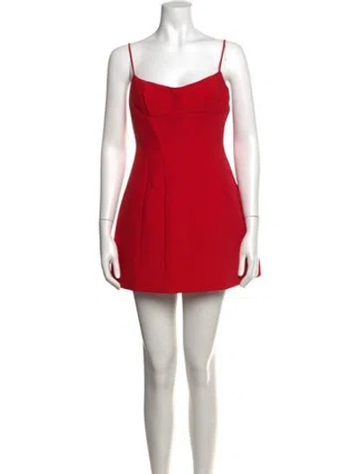 Pre-owned Bardot Square Neckline Mini Dress In Red