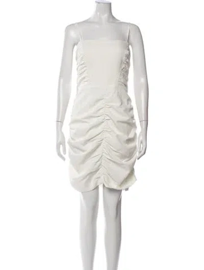 Pre-owned Bardot Square Neckline Mini Dress In White