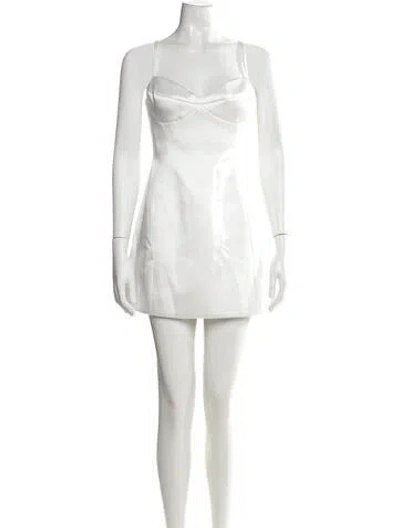 Pre-owned Bardot Square Neckline Mini Dress In White