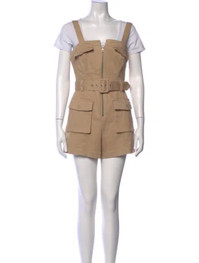 Pre-owned Bardot Square Neckline Romper In Neutrals