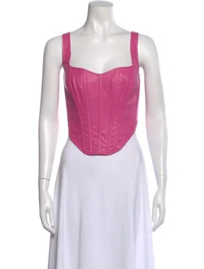 Pre-owned Bardot Square Neckline Sleeveless Crop Top W/ Tags In Pink