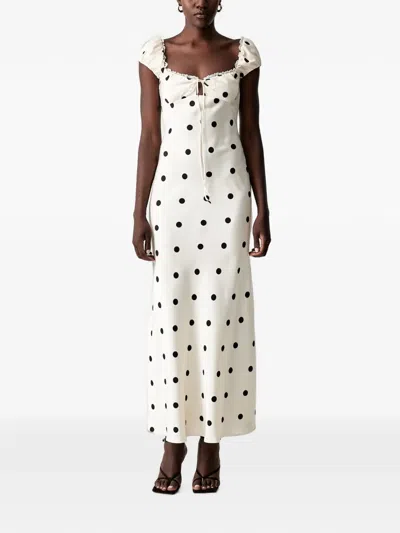 Bardot Stasia Polka-dot Lace-trim Maxi Dress In White