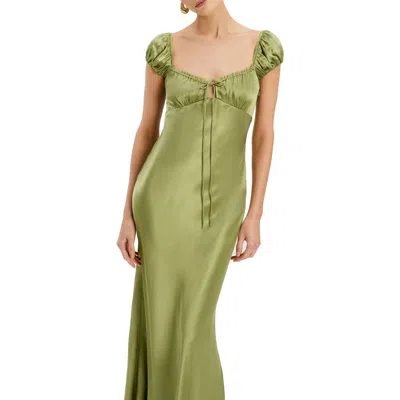 Bardot Stasia Satin Maxi Slip Dress In Green