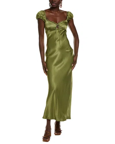 Bardot Stasia Satin Maxi Slip Dress In Green