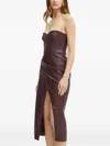 Bardot Kai Strapless Faux Leather Midi Dress In Brown