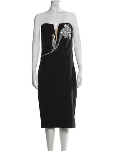 Pre-owned Bardot Strapless Knee-length Dress In Black