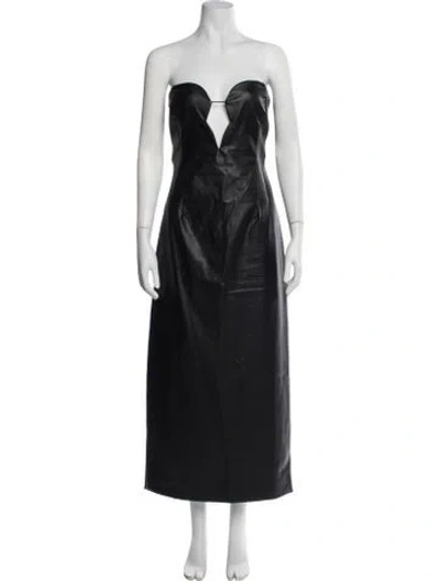 Pre-owned Bardot Strapless Long Dress In Black