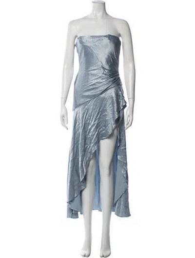 Pre-owned Bardot Strapless Long Dress In Blue