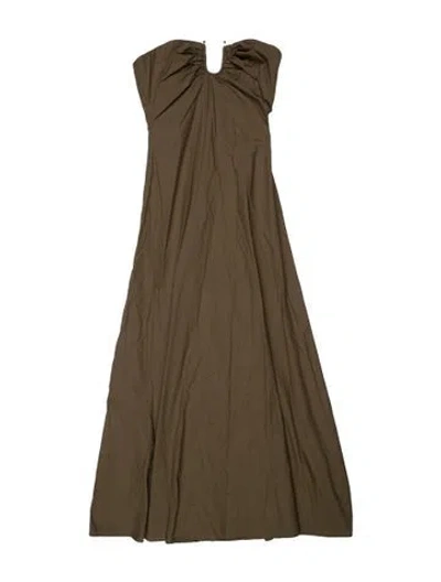 Pre-owned Bardot Strapless Long Dress In Green